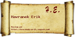 Havranek Erik névjegykártya